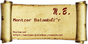 Mentzer Balambér névjegykártya